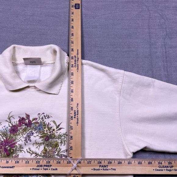 Northern Reflections Women's Cream Floral Bird Embroidered Collared Sweatshirt L - Picture 5 of 8